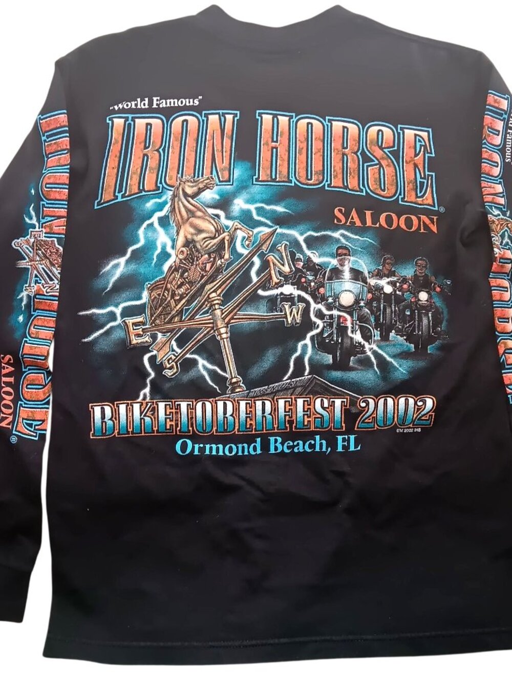 Vintage Biker T-shirt Small Iron Horse Saloon Biketoberfest Florida 2002 LS